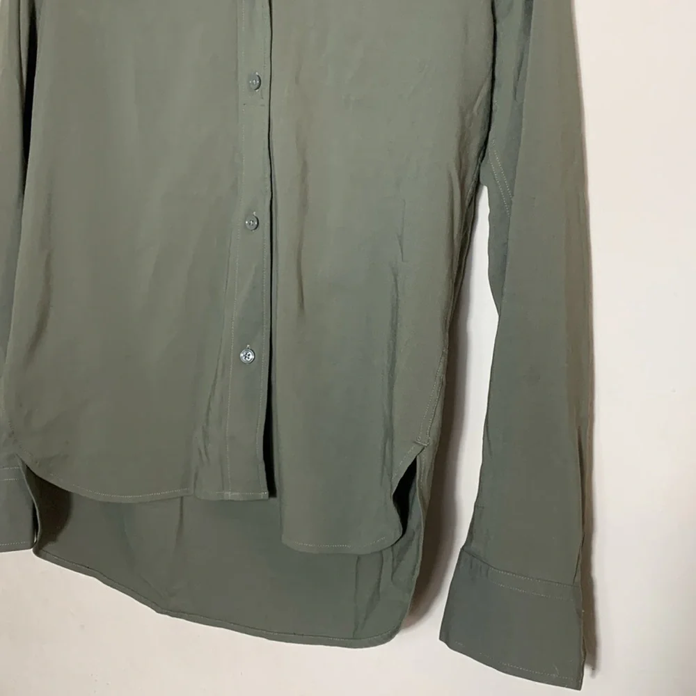 Helmut Lang Blouse Button Down Organza Green Luxe Minimal  Size Small